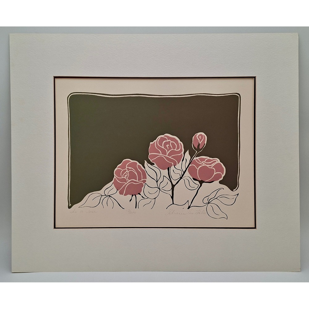 Limited‎ Edition Signed Numbered Rose Color Serigraph Print COA Floral Art